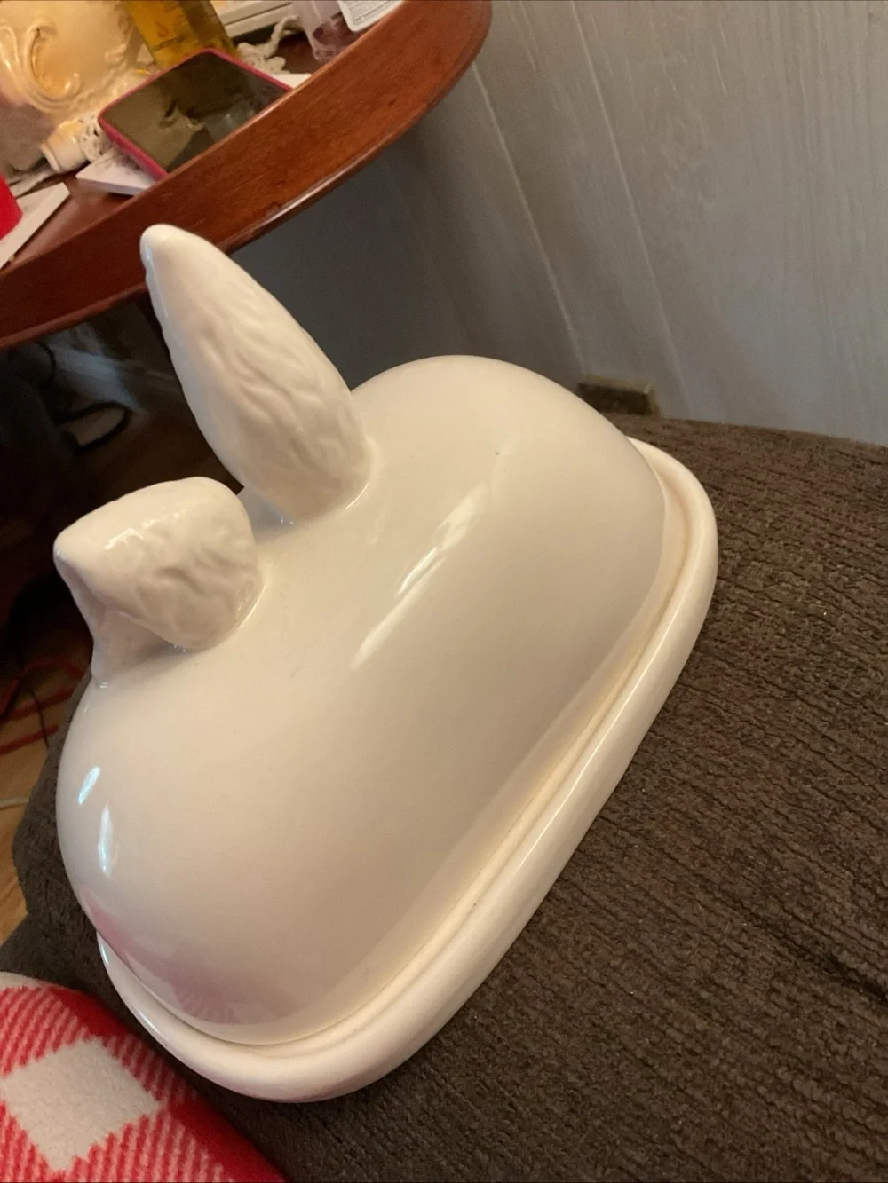 Rare  Butter Dish With Bunny Rabbit Ears Top Whimsy Home By Magenta Easter EUC